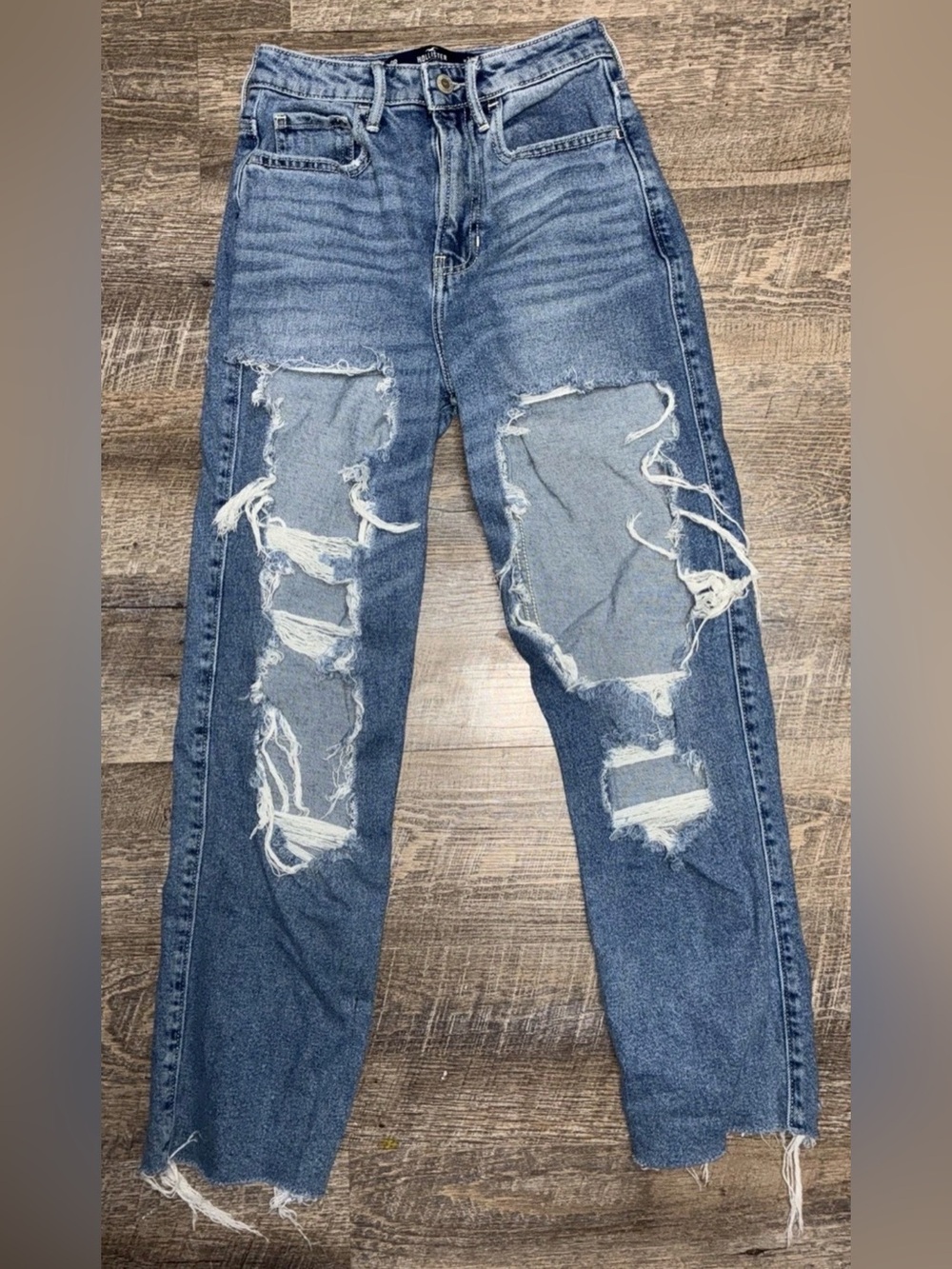 Hollister Ultra High Rise Vintage Straight Denim Jeans Size 0 24x27